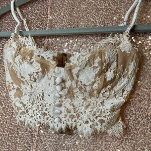 For Love & Lemons White/Tan Lace Bralette